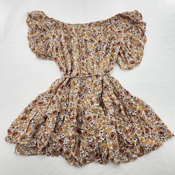 Cynthia Rowley Womens Size XS Floral Ruffle Tassle Boho Tiered Mini Dress - Picture 5 of 8